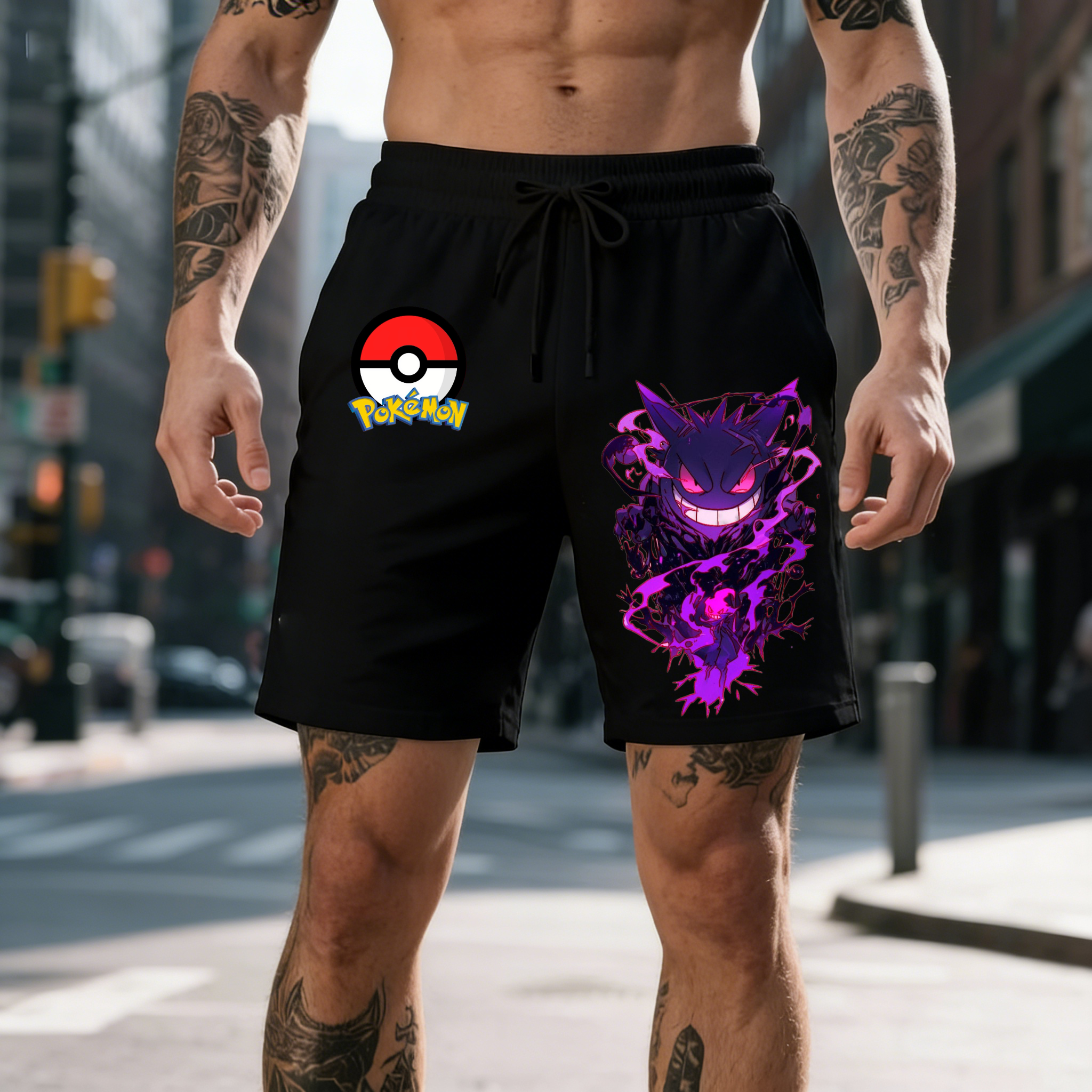 Anime Merchandise Store In Japan - 2026 Pokemon Gengar Print Shorts Men's