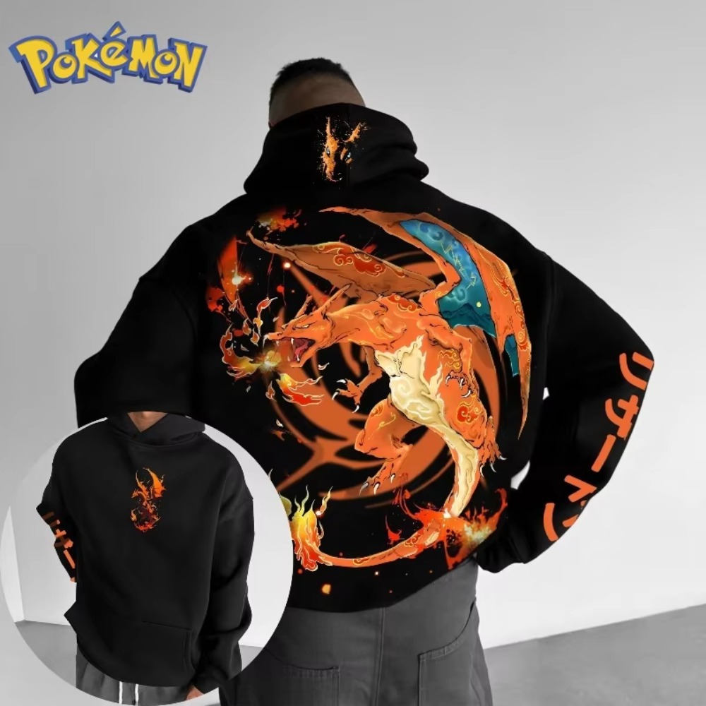 Anime Merchandise Store In Japan - Pokemon Hoodie Charizard Print Unisex Oversized